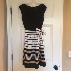 Cute Dress with Black Top and Striped Skirt