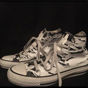 "Painted" Black & White Unisex Hightop Converse