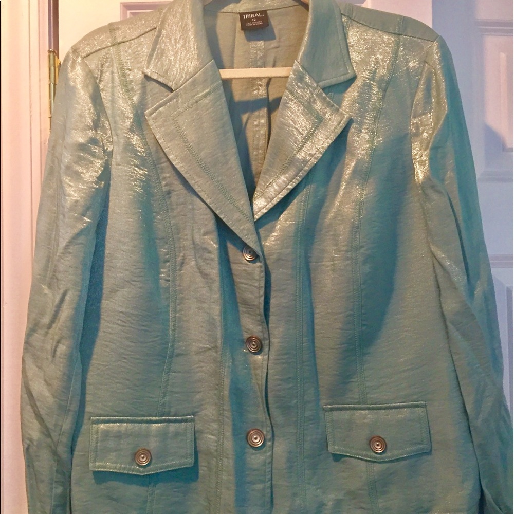 Sateen mint green blazer