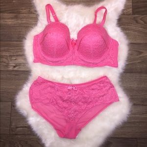 Adore Me pink bra and panty set