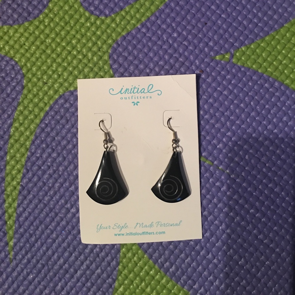 Black with Silver Spiral Earrings