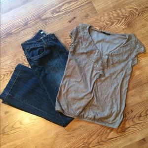 Maurice's Tan Lace Blouse, size Large