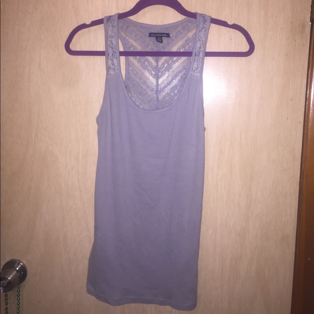 American Eagle gray lace back tank