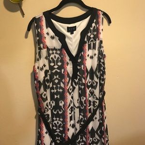 Multi color sun dress wth belt