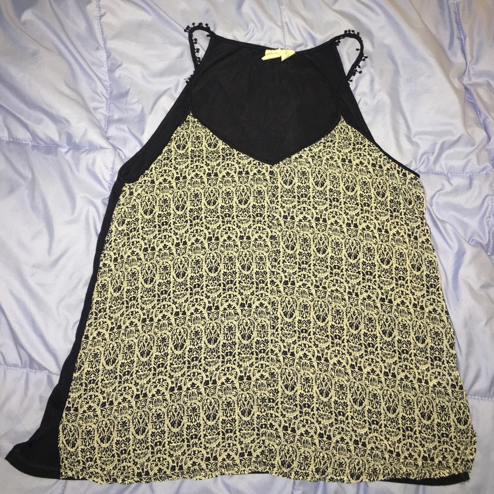 Blue/cream spaghetti strap swing top