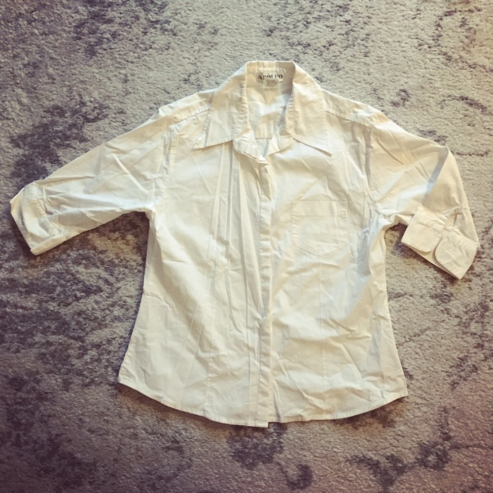White Adolfo button-down dress shirt