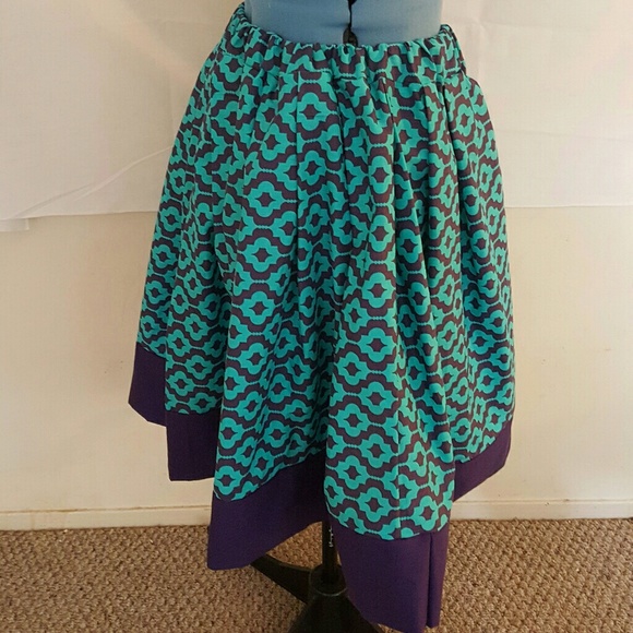🚨SOLD🚨 BY US PURPLE/BLUE PRINT A-LINE SKIRT - Picture 2 of 3