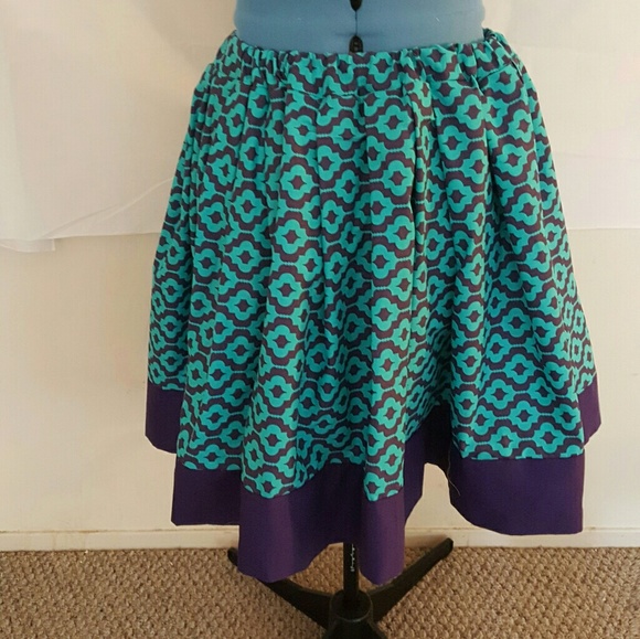 🚨SOLD🚨 BY US PURPLE/BLUE PRINT A-LINE SKIRT - Picture 3 of 3
