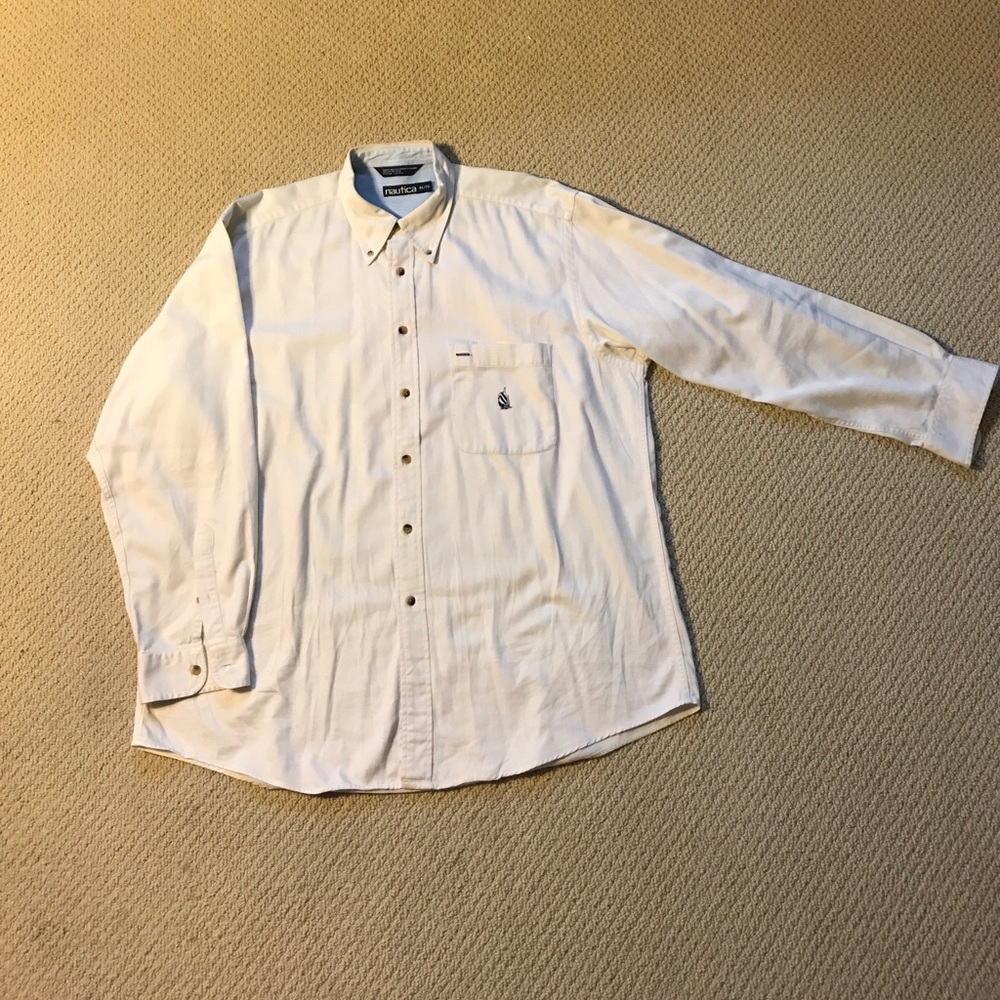 Men's Nautica cream shirt.