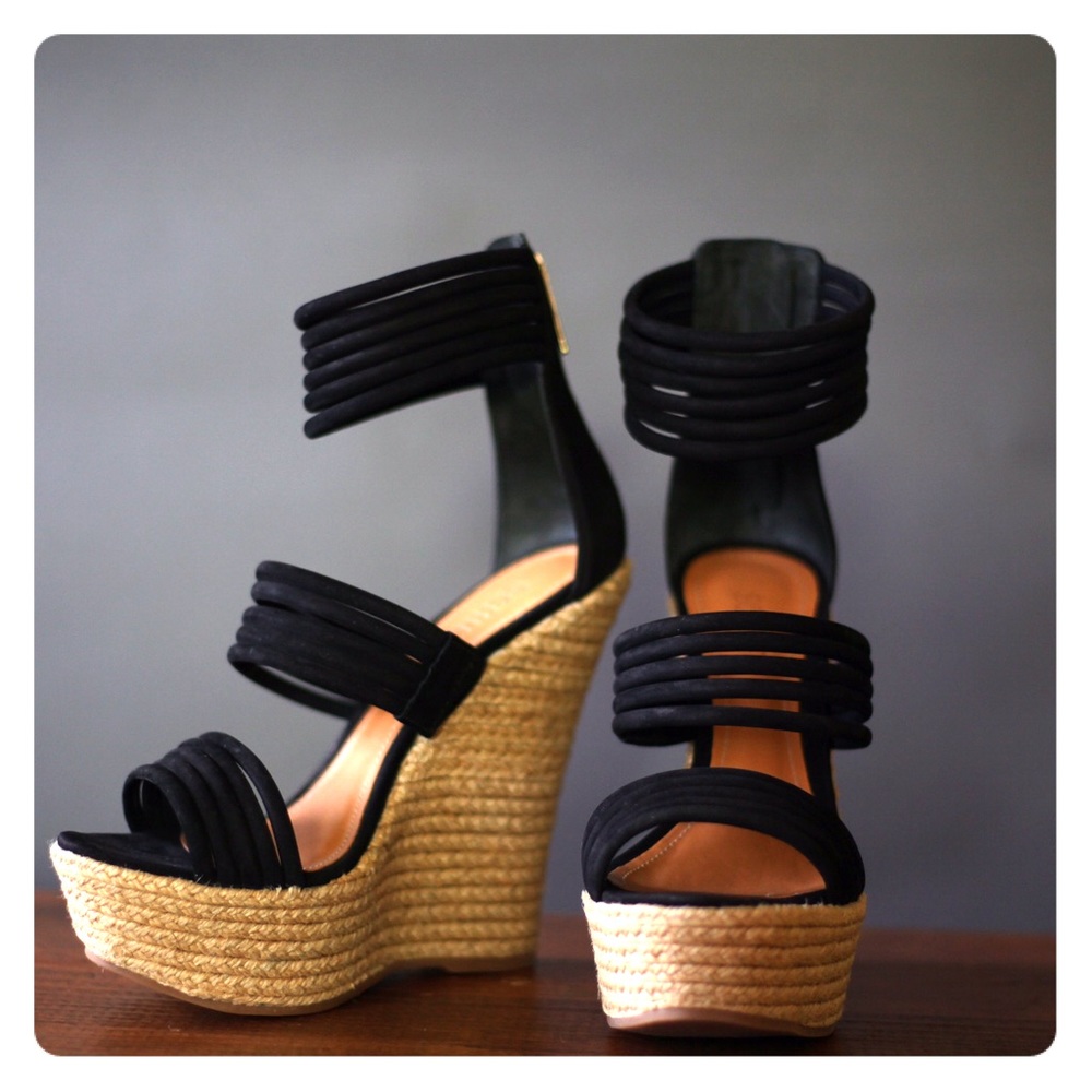 SHULTZ Black Wedge High Heel Sandal