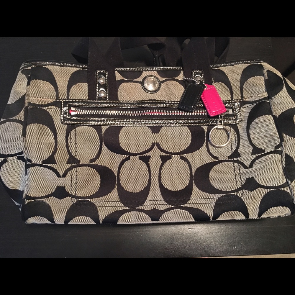 Coach Purse - Black, grey and pink