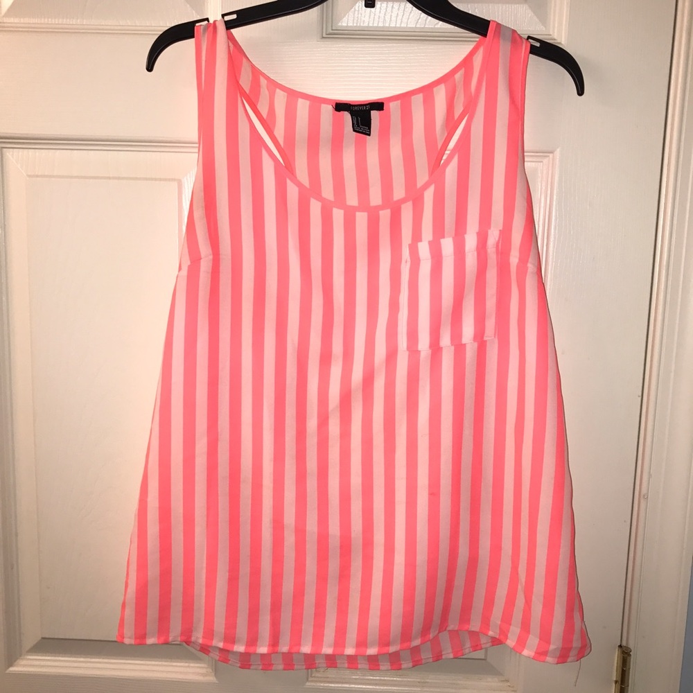 Orange Striped Racerback Tank