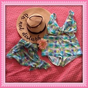 Vintage Floral 2 piece swimsuit w/matching scarf