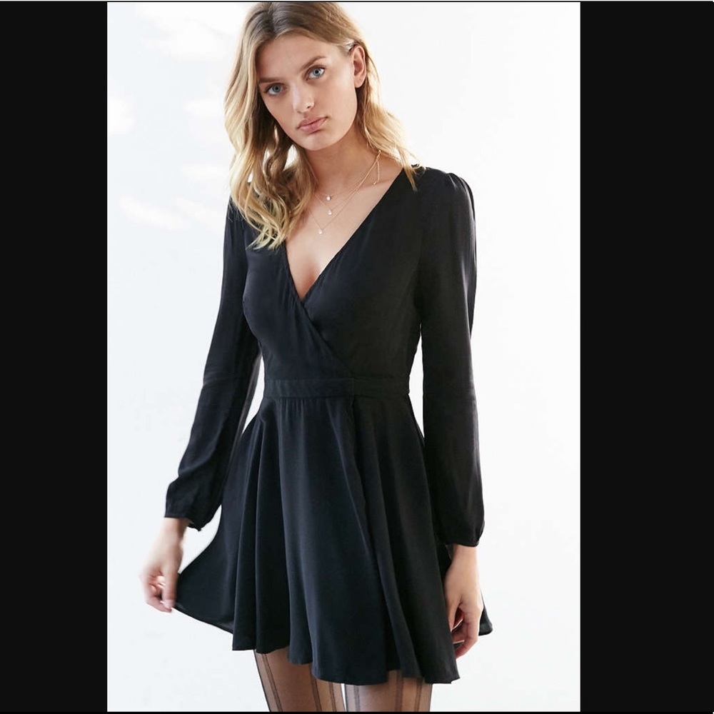 Ecote black wrap dress urban outfitters