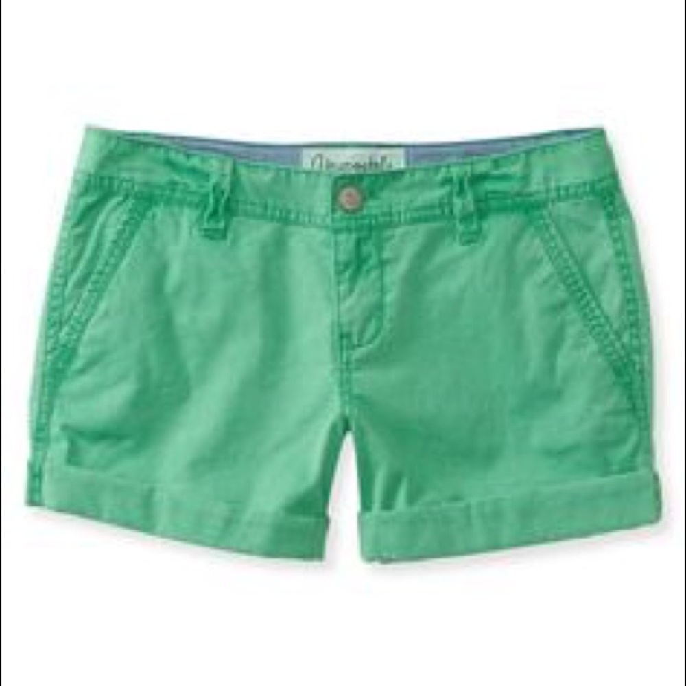 Aeropostale Green Denim Cuffed Shorts