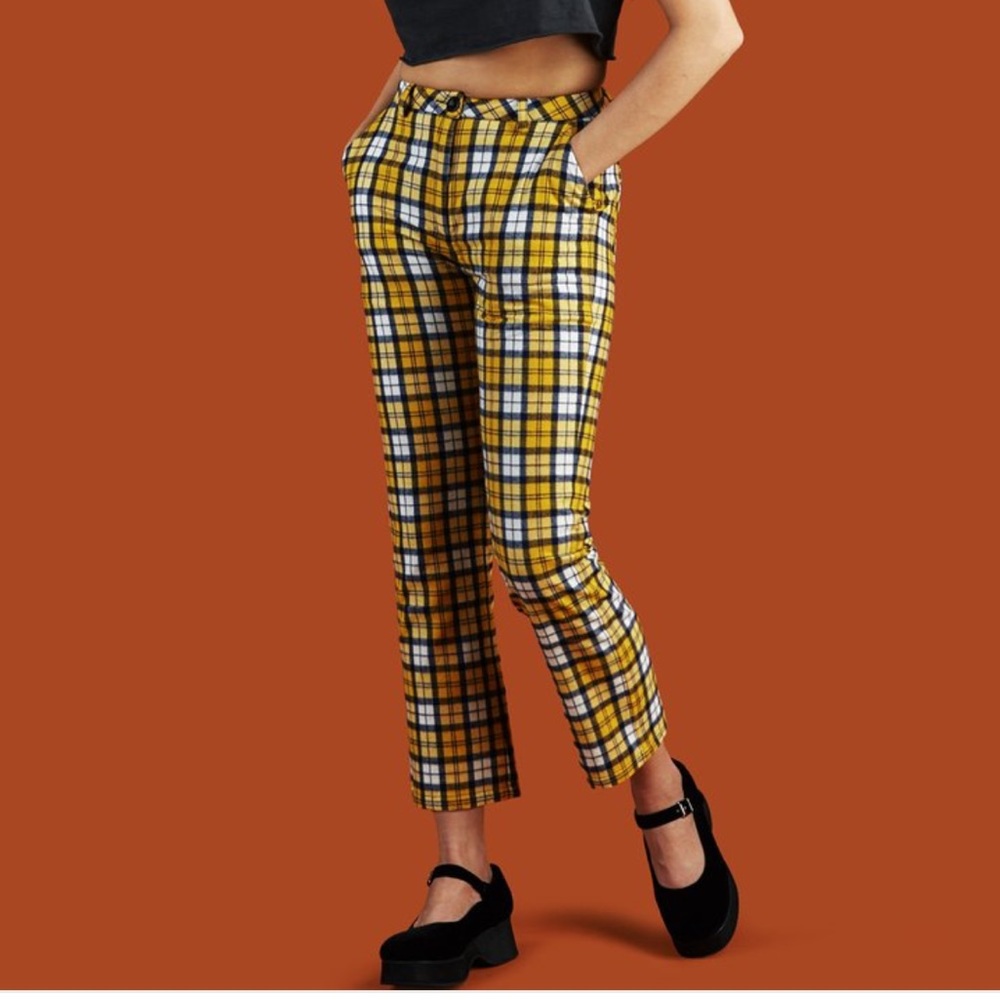 UNIF Dawson cropped high waisted plaid