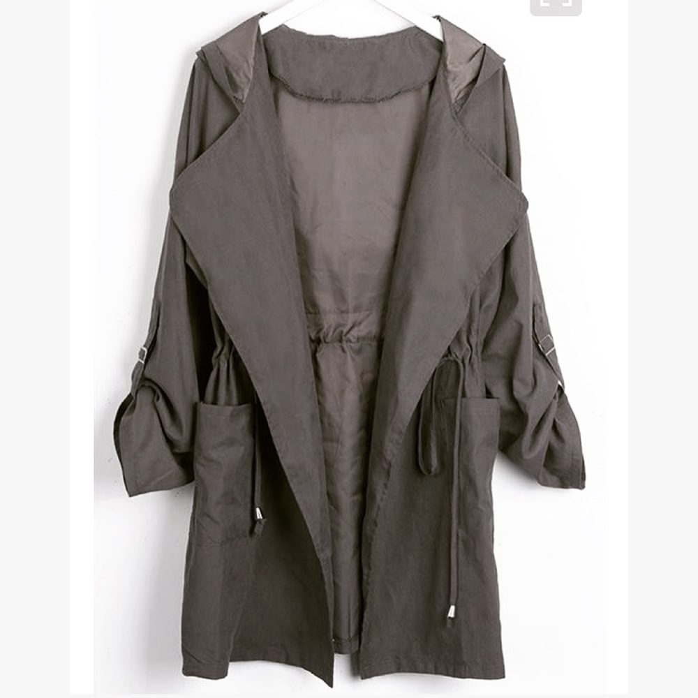 Military green long bomber jacket
