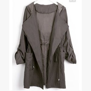 Military green long bomber jacket