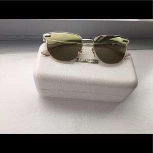 Le Specs Luxe Pharaoh Metal Frame Sunglasses: Gold
