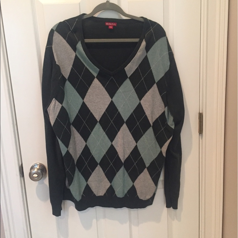 V-Neck Argyle Sweater