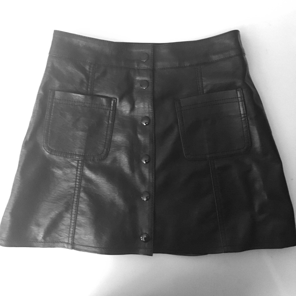 vegan leather A line black miniskirt