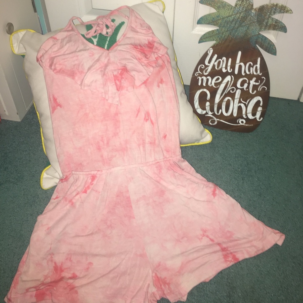 Pink Tye Dye Romper WITH Pockets