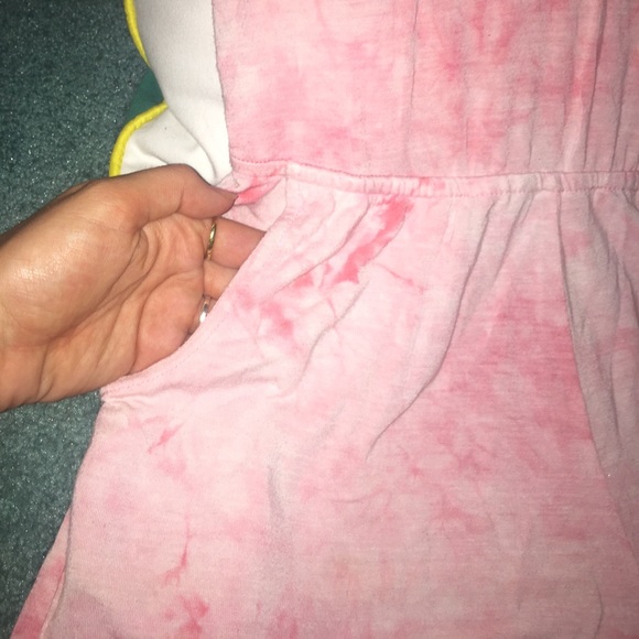 Pink Tye Dye Romper WITH Pockets - Picture 3 of 4