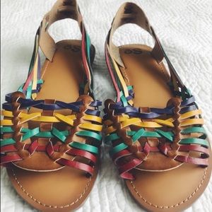 Multicolored Faux Leather Sandals Women's size 8