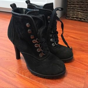 Black lace up booties