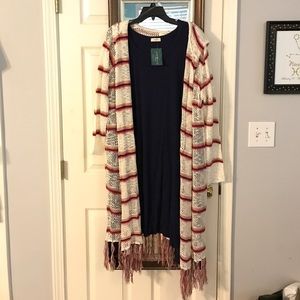 Navy Blue Long Sleeve Dress/Cardigan Set