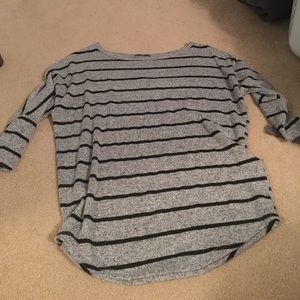 Gray and black stripe three quarter length shirt