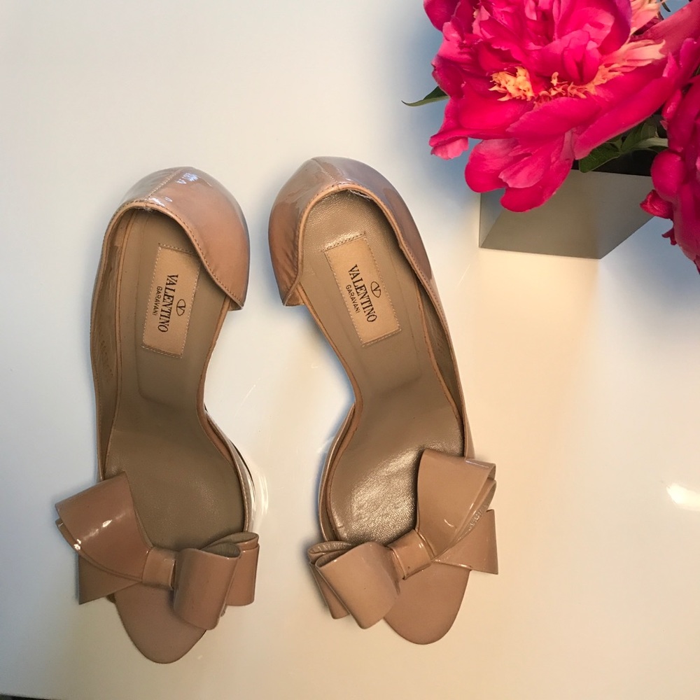 VALENTINO Couture Bow D'orsay Peep Toe Pumps