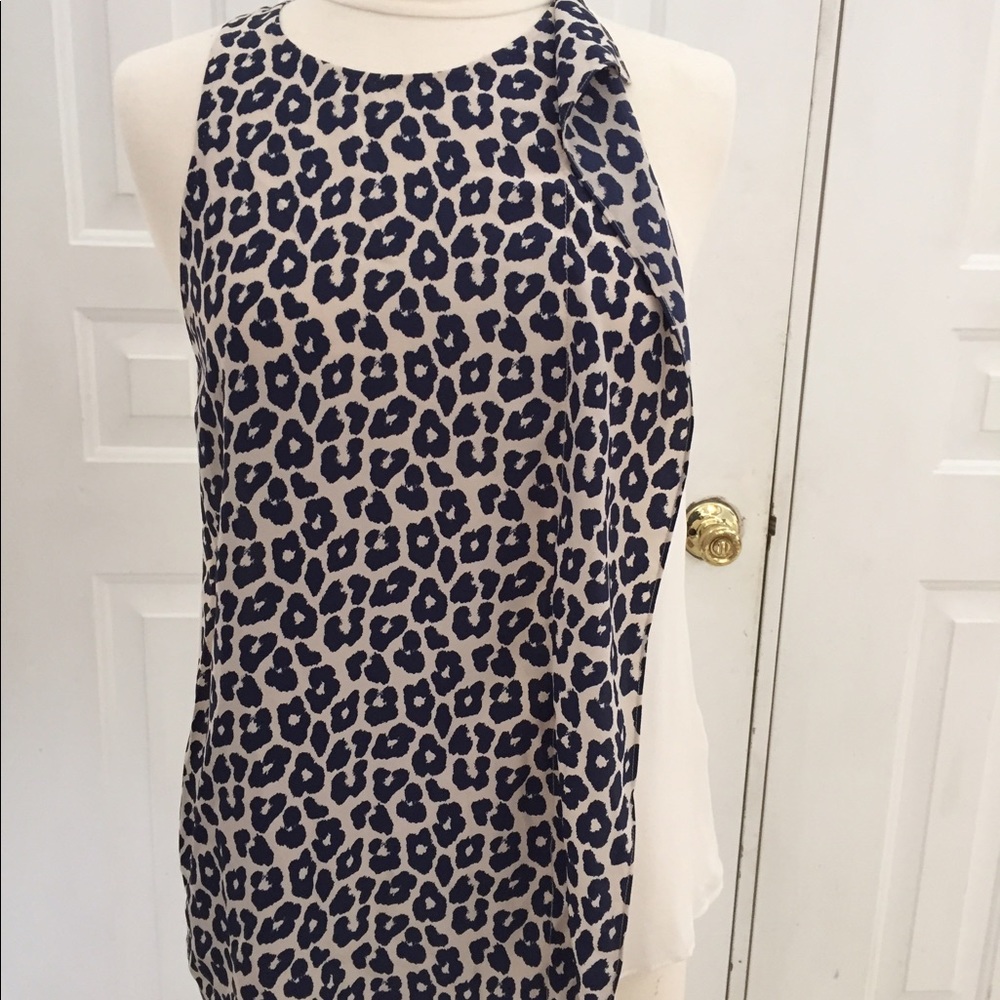 Drape front leopard print shell