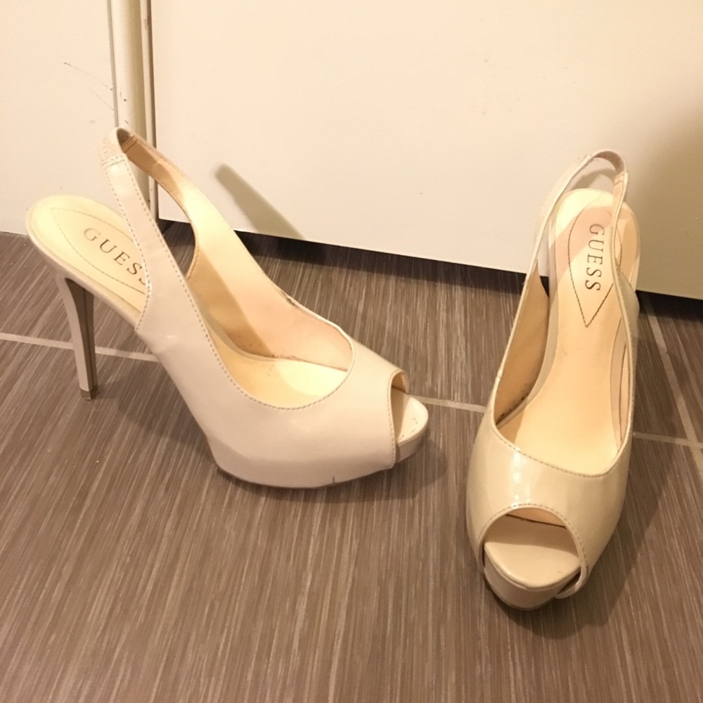 Guess patent leather nude heels