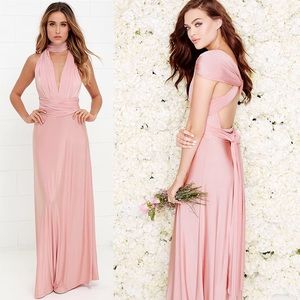 Lulu's multi way wear convertible maxi dress mauve