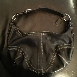 Black leather Coach shoulder bag
