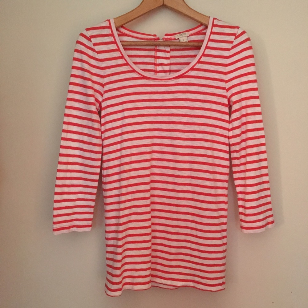 J. Crew Striped 3/4 Length Sleeve Top