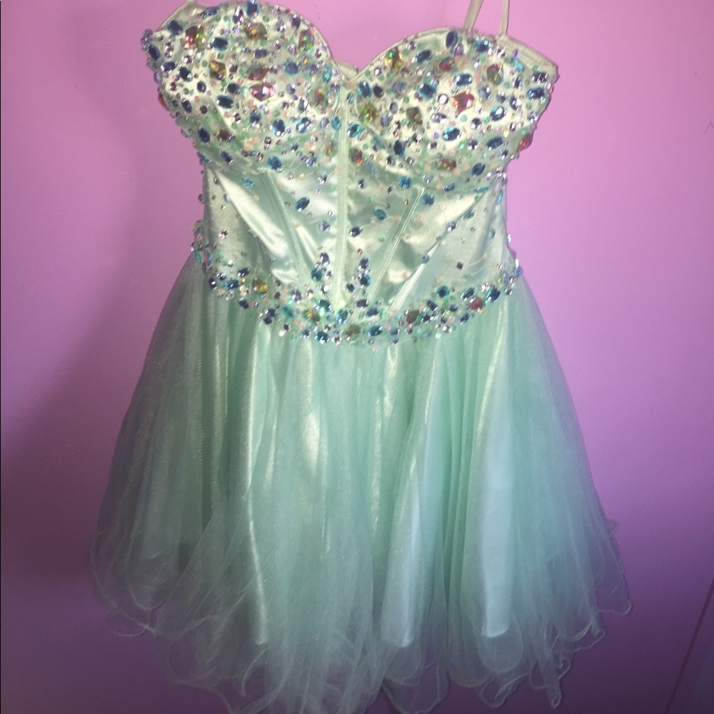 Mint green prom dress