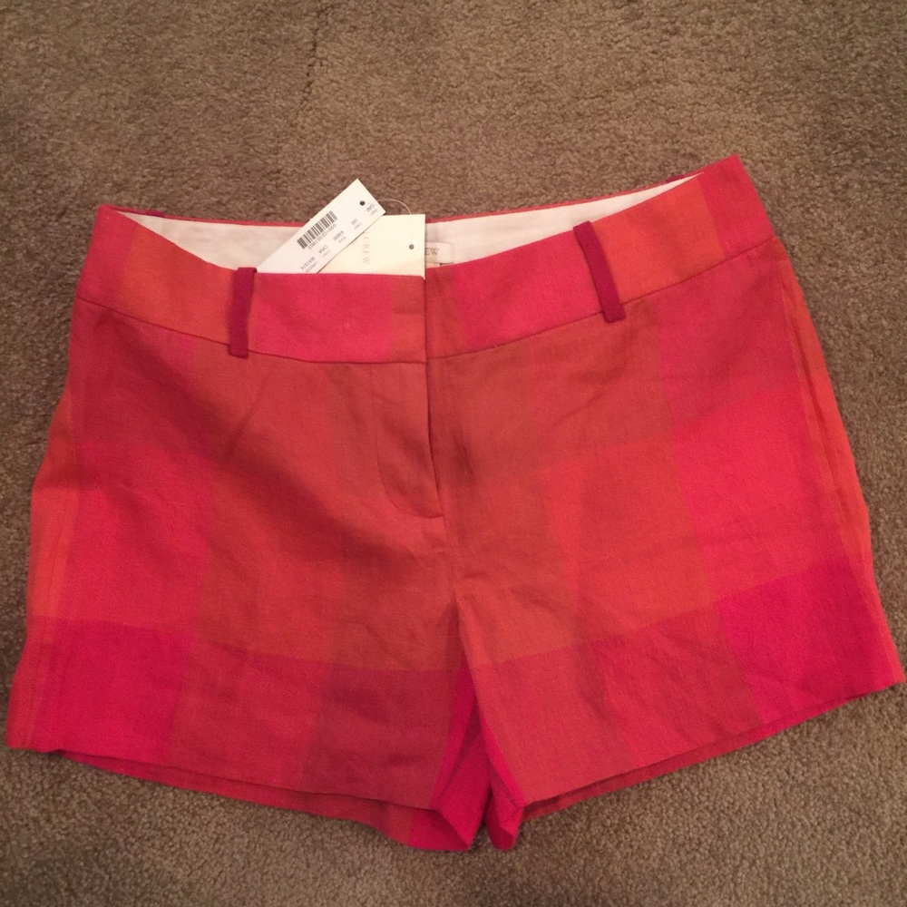J. Crew Ruby check linen shorts. size 4 NWT