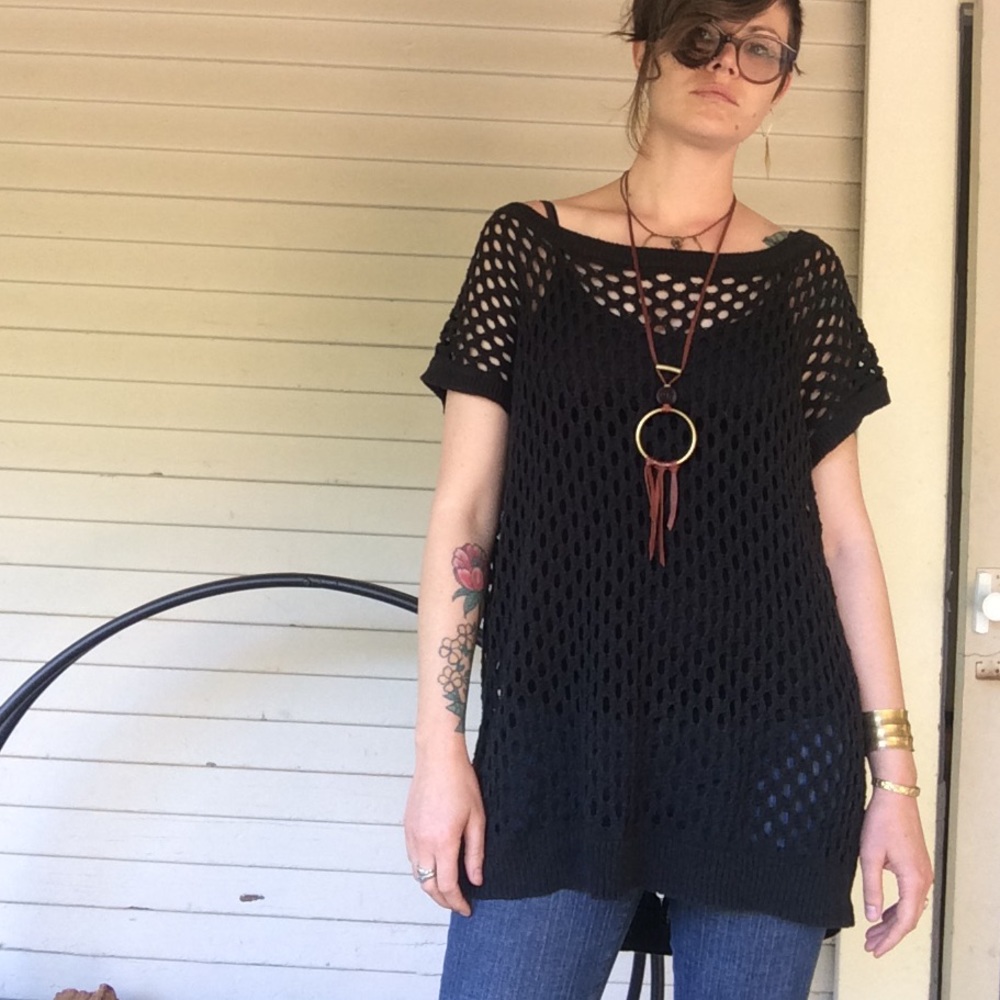 Black knit summer sweater