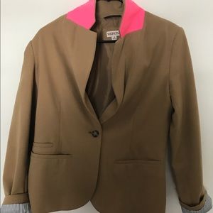 Merona Camel Blazer with Hot Pink Collar