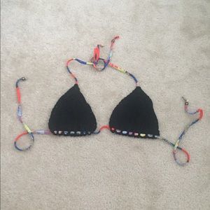 LA hearts crochet bikini top