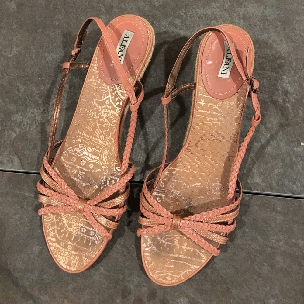 Alfani Rose Gold & Terra Cotta Braided Wedges