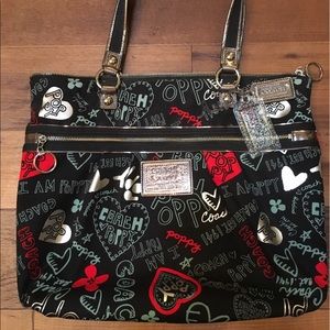 Coach handbag in black red and silver