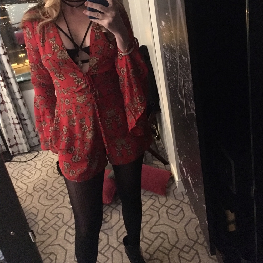 Pia Red Romper - For Love and Lemons