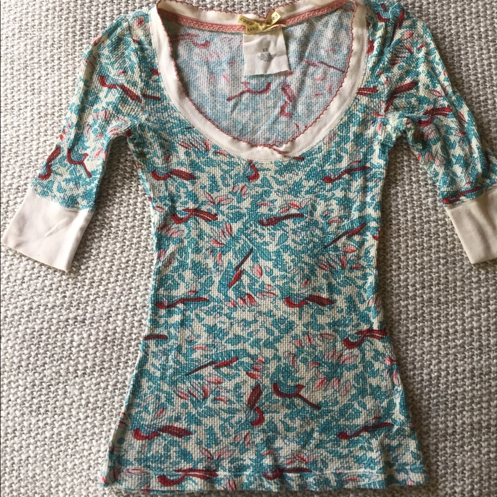 Printed quarter sleeve Anthropologie shirt