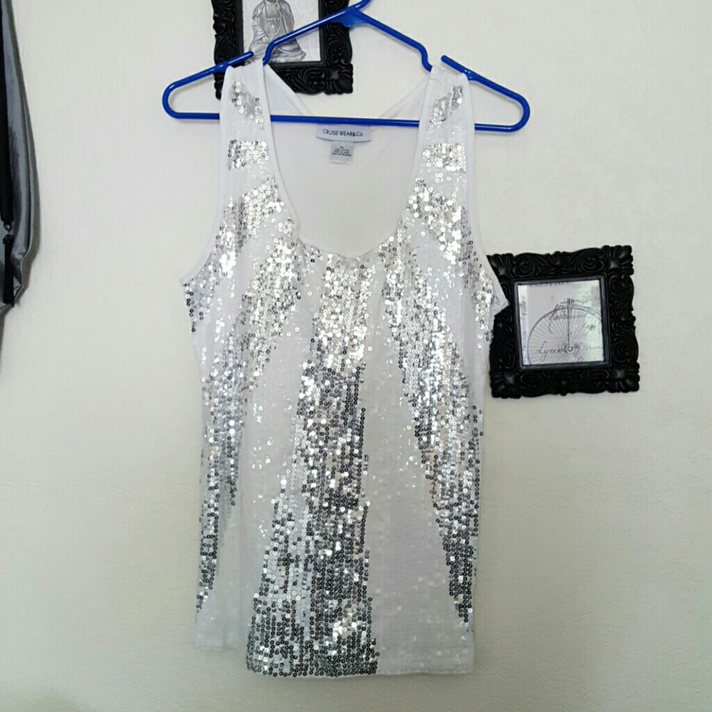 Silver sequin tank top
