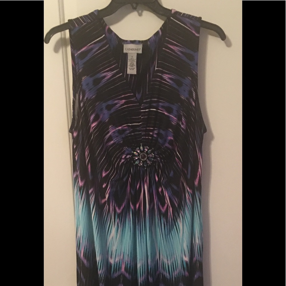 Black, blue, purple Maxi rhinestone dress