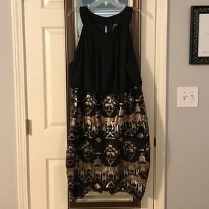 Black and Gold Sequined Dress