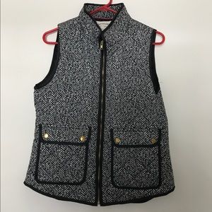 Black and White Low Puffer Vest